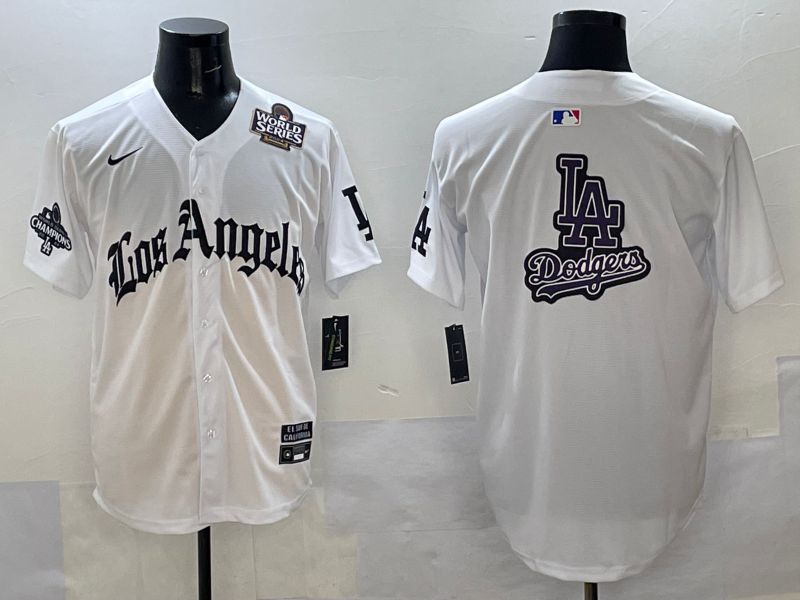 Men Los Angeles Dodgers Blank White Five generations Joint Name 2025 Nike MLB Jersey style 64